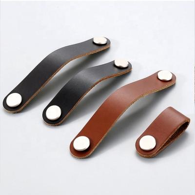 China Modern Leather Handle Long Easy To Install Zinc Alloy Decoration High Quality Kitchen for sale