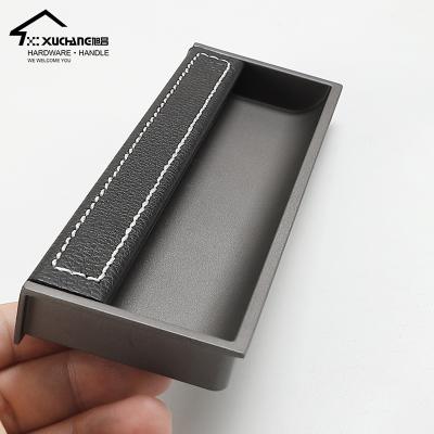 China Basic Modern Wholesale Leather Solid Drawer Design Furniture Hardware Unique Black Handle Knob for sale