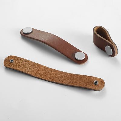 China Modern Hot Selling Decoration Real Leather Furniture Material European Style Easy To Install Handle Knob for sale