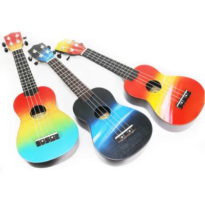 China Hot Selling Good Quality Good Quality Can Customize Logo 21 Inch Sticker Cartoon Painted Hand Painted Kids Guitar Ukulele for sale