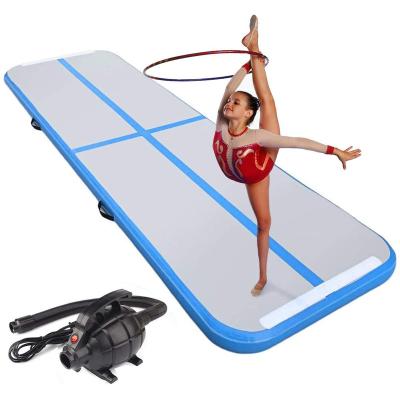 China PVC Inflatable Gymnastic Airtrack Mat Air Track Floor Mats Gymnastics Rolling Mattress With Electric Compressor For Home Use for sale