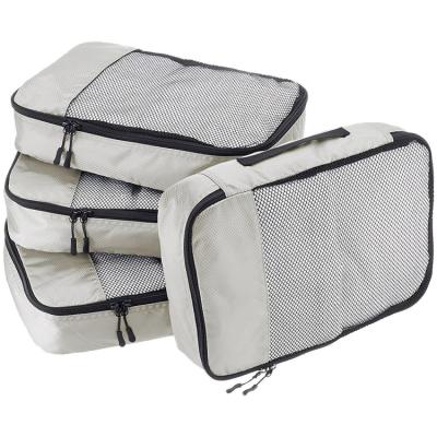 China Large Travel Fashion Luggage Organizer 4 Cubes Waterproof Nylon Luggage Organizers Compression Packing Cubes for sale