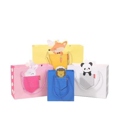 China Lovely Recycled Materials Cartoon Gift Bag For Kids Design Animal Kindergarten Toy Gift Bags for sale