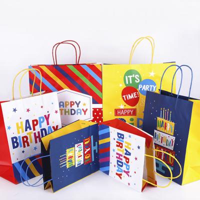 China Recycled Custom Printing Materials Happy Birthday Craft Paper Bag Kraft Paper Gift Bag for sale