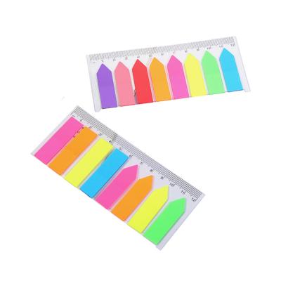 China 12cm PET Page Marker Colorful Ruler Self Adhesive Wholesale Sticky Notes Colorful Flag Index Labels for sale