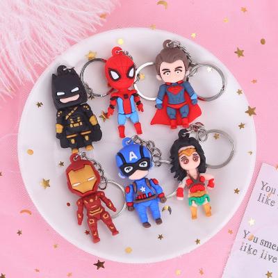 China Decoration Customized Soft PVC Key Chain 3D DC Marvel Movie Icons Keychain for sale