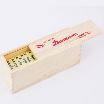 China Educational Toys Game For Kids Wooden Wooden Box 28pc Dominoes Game for sale