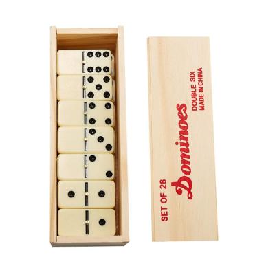 China Toys 28 Pcs Dominoes Double Mexican Train 6 Game Set In Wooden Box for sale