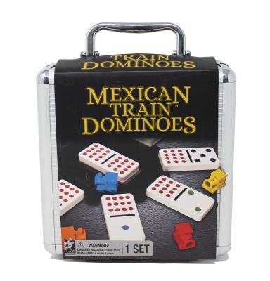 China Non-Toxic Mexican Train Double Twelve Digital Domino Set In Aluminum Box For Sale for sale