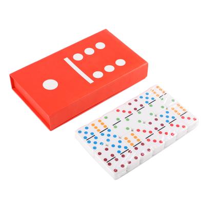 China Most popular new packing table top meet play plastic ivory dominoes set with paper box 50*25*8mm for sale