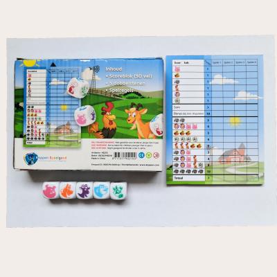 China Game Play Dice Game Room Entertainment Pasture Animals Family Dice Game Set for sale