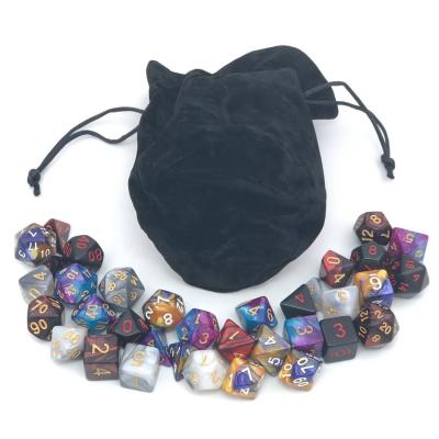 China Game Playing Dice Matched Polyhedral Dice Set With Black Drawstring Bag, 5 Complete Sets Of Dice for sale