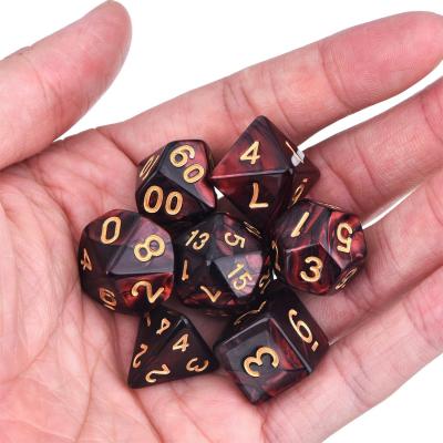 China Gambling Game Die Cut Polyhedral 7-Die Dies Set for Dungeons and Dragons with Black Pocket (Red Black) for sale