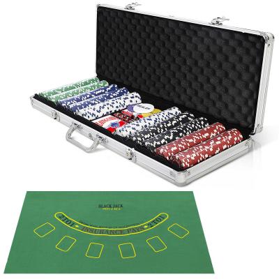 China Poker Red&Green Chip Set Playing Game 500 Style Clay Casino Poker Chips 11.5 Gram Dice WITH Aluminum Case for sale