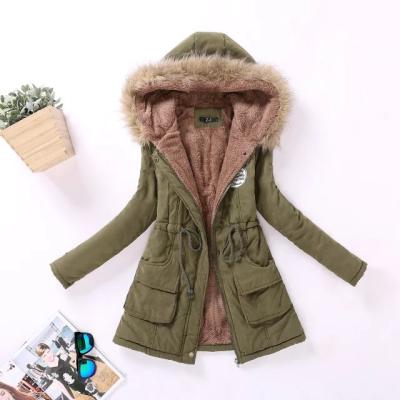 China 2021 Anti-Wrinkle Parkas Thick Faux Fur Coats Women Sheath Long Hooded Neck Zipper Button Plus Size Casual Female Outwear Warm Down Jacket for sale