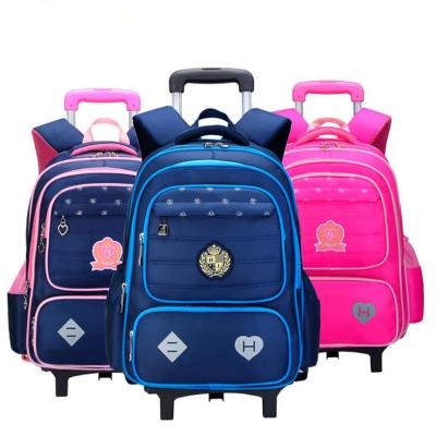 China Waterproof Children School Bags Children Travel Luggage Bag Trolley Rolling School Backpack Girls Backpack 6 Wheel Kid Book Bag for sale