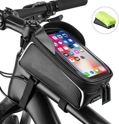 China Water Resistant 2021 Bike Phone Front Frame Bag Waterproof Bicycle Phone Mount Bag Phone Case Holder Cycling Top Tube Frame Bag for sale