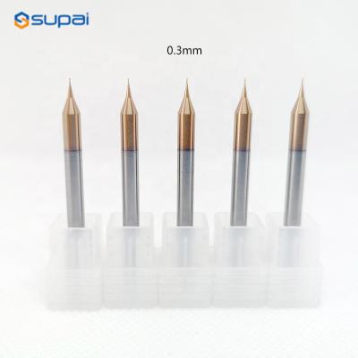 China 0.2-0.9mm Micro End Mills 30° Helix Angle For Steel Brass Milling for sale