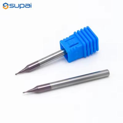 China 50mm Overall Length 0.2mm Micro Ball Nose End Mill 2 Flutes TiAlN for sale