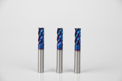 China Nano Blue Coating Flat Carbide End Mill For Stainless Steel 2/ 4 Flute for sale