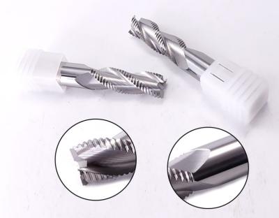 China Niet-gecoat HRC55 3 Flute Metal End Mill / Roughing End Mill Diameter 4-12 mm Te koop