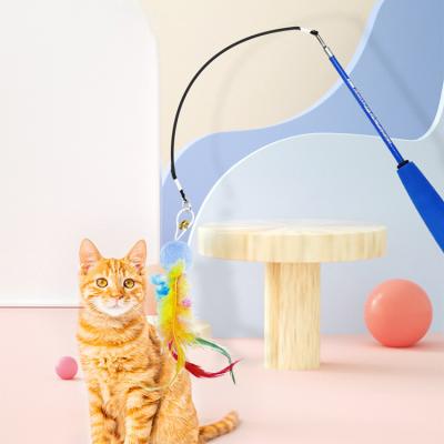 China Professional viable maker cat butterfly toy riddle stick with feather catcher /cat riddle stick rod pet toys for sale