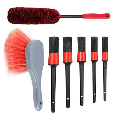 China Car Wheel Motorcycle Wash Sweep 7Pcs Wheel and Tire Brush, Car Detailing Kit, 17inch Wheel Brush 5 Car Wash Detailing Brush 1pcs Long Soft Car Wheel Brush for sale