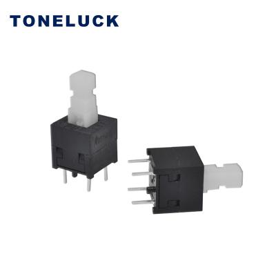 China 4 Terminal 9.0mm 2P1T Push Button Switch Actuator Self Lock LTV-86SN9.0B-BN for sale