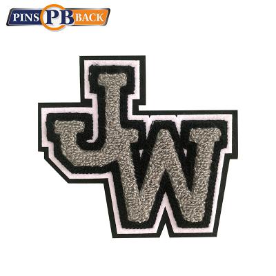 China 3D Applique Gray Letters Stitching 3D Embroidery Apparel Patches Badges Adorn Good Quality Design Size Hand Made Free Form for sale