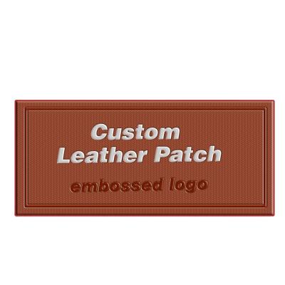 China Viable Custom Leather Patches For Apparel Embossed Logo Embossed Leather Patch Label Sewing On PU Leather Patch for sale