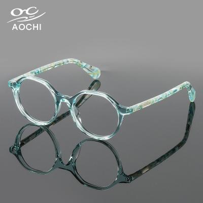 China Optical Frame Glasses Retro Handmade Irregular Acetate Eyewear Wholesale Women Computer Glasses Frame High Quality Acetate Glasses Optical Frames for sale