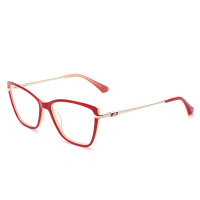 China Shenzhen Factory Optical Glass Big Red Cat Eye Acetate Popular Women Eyewear Frames for sale