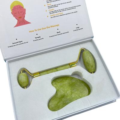 China Facial Jade Massage Roller Anti Aging Natural Jade Roller Pochette Roller for Face for sale