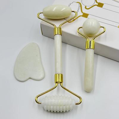 China Anti Aging Jade Roller and Gua Sha Set for Face Healthcare Massage Roller Natural Jade for sale