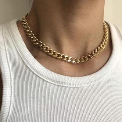 China eManco Hip Hop Jewelry Gold 3mm Cuban Link Stainless Steel Environmental Friendly 14k Gold Plated Cuban Chain Necklace for sale