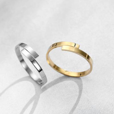 China Fashion Ring 14K Gold Unisex Women's Stainless Steel Simple Custom Name Engraved Adjustable Rings CLASSIC Simple for sale