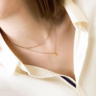 China Wholesale Exquisite Minimalist Jewelry 14k 316L Stainless Steel 316L Gold Plated Pendant Layered Necklace for sale