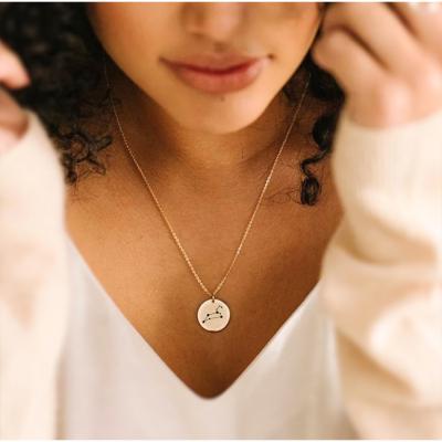 China CLASSIC 12 Constellation 14k Stainless Steel Necklace Ladies Coin Pendant Wholesale Custom Gold Plated Necklace for sale