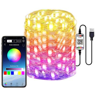 China Tuya RSH String Light APP Control Led Wifi Smart Christmas Tree Lights USB Powered String Lights Music LED RGB Outdoor Christmas for sale