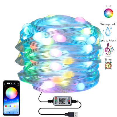 China Tuya RSH String Light APP Control Led Wifi Smart Christmas Tree Lights USB Powered String Lights Music LED RGB Outdoor Christmas for sale