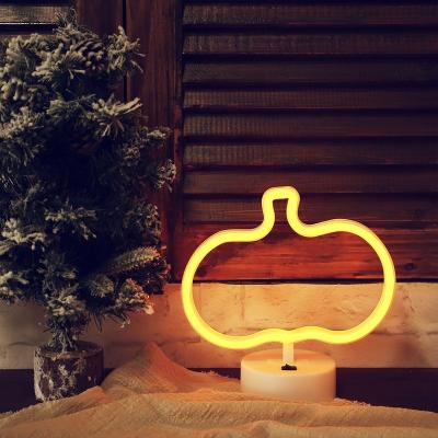 China Gold Pumpkin Neon Sign Gold Pumpkin Neon Sign With Stand Shaped Neon Signs Night Table Lamp Battery Operated Or USB For Party Room Wedding Decoration baby for sale