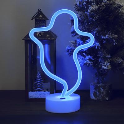 China Blue Ghost with Stand Blue Ghost with Stand Shaped Neon Signs Night Table Lamp Battery Operated or USB for Baby Room Wedding Decoration for sale