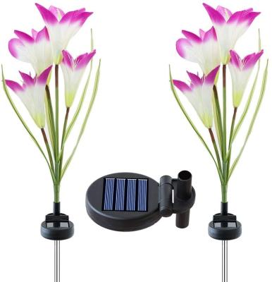 China Lily Stake Flower Light Outdoor Solar Decor Waterproof Lights for Backyard Pond Patio Lawn for sale