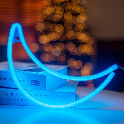 China Indoor Led Neon LED Light String Wall Light Neon Lamp Moon Shaped For Bedroom Kids Room Living Room Christmas for sale