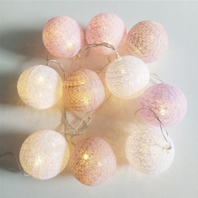 China Cotton Ball String Light Hot Sale LED Cotton String Light Holiday Decorative Christmas Lights For Indoor for sale