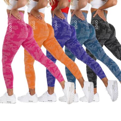 China Women's Breathable Fitness Seamless Yoga Pants Clothing High Belly Waist Workout Sport Belly Yoga Pants Colorful GYM Gaiters for sale