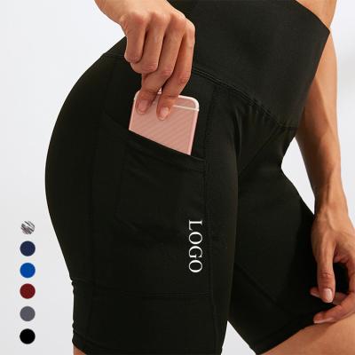 China Factory Wholesale Athleisure Breathable Hip Raise Pants With Pocket Black Tights Sports Shorts Workout Fitness Yoga Shorts for sale