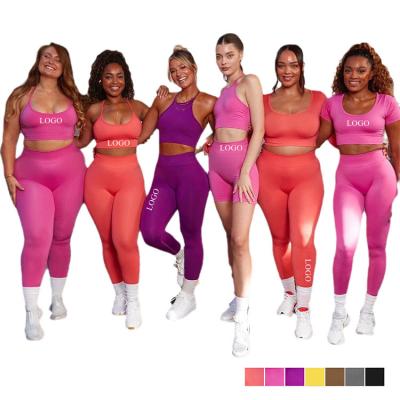 China 2022 Breathable Low Price Shipping Sporty Solid Multicolor Hip Raise Pants Seamless Sports Bra Yoga Tracksuits Women Fitness Sets Custom Made for sale