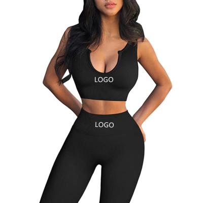 China Wholesale Breathable Quality Sporty 2022 Sizes 2 Pieces Solid Color Set Seamless Women Ropa Deportiva Yoga Wear Equipments Gym Fitness Sets for sale