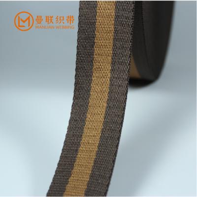 China High supply 20mm, 25mm, 32mm polyester network color twill ribbon stripe webbing yoga bag webbing silk mixed tenacity webband for sale